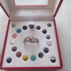 Sterling Silver Interchangeable Gemstone Ring Set